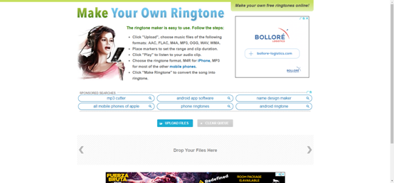 Make own ringtone网站主页面